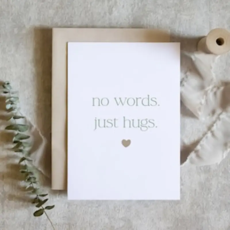 1PC Sympathy Card, Thinking of You Bereavement Condolence Grieving Card, Just Hugs Design, in Sympathy Greeting Card