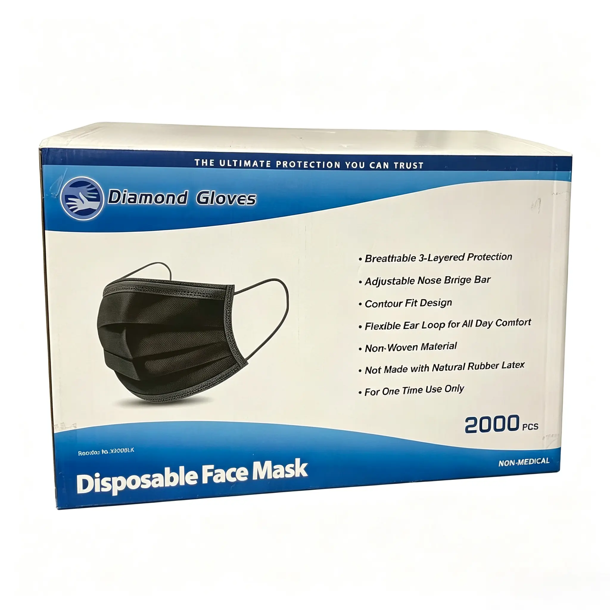 3-Ply Disposable Earloop Safety Masks, 2000 Pcs/Case Single-Use Protective Barrier Masks for Home, Office, Outdoors Windproof Work Safety Equipment, Masks Disposable