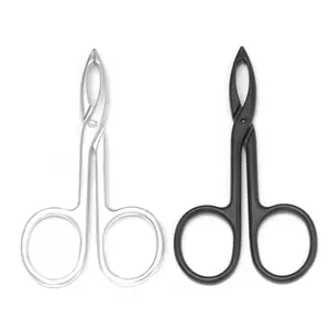 2pc Scissor-Style Tweezers - Straight Tip Hair & Eyebrow Plucking Tools (Silver/Black)