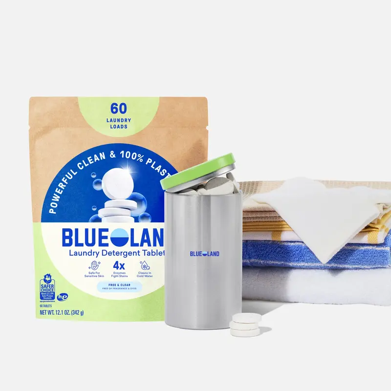 Blueland Laundry Detergent Tablets Starter Set, Eco-Friendly, Plastic-Free Pacs for HE & Standard Washers, Scented & Unscented