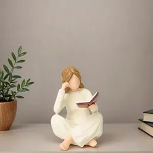 Resin Reading Thinker Statue, Figurine, Desk Decor for Office Bookshelf Library Home Study, Creative Gift for Book Lovers, No Assembly Required