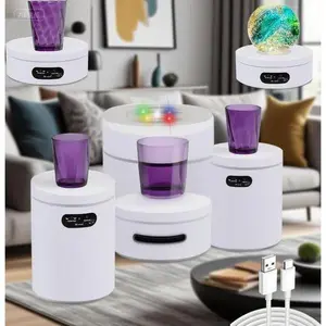 360° Rotating Display Stand with Multicolor Lights, 4.72" Battery/USB Powered Turntable, 4.4 lb Capacity Reusable Stand for Showcase, Durable Auto-Rotating Platform with LED Illumination Organiser Racks Smooth Adjustable Gift Tool