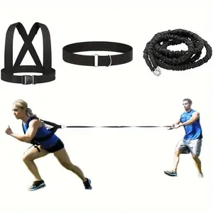 3pcs Black Latex Resistance Bands Set with Adjustable Body Strap and Waist Harness, Stackable High Tension Level for Strength Training and Fitness