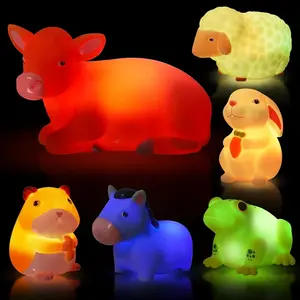 6 Counts Light-Up Cat Bath Toy Set, 6 Counts/set Waterproof Light Up Toy,Fun Animals Bathing Toys , Bathtub Pool Bath Toy for Kids, Christmas Birthday Gifts for Boys & Girls