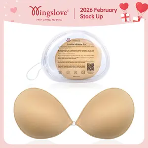 Wingslove Silicone Adhesive Sticky Push Bra Strapless Bras With Clear Package Bag For Women's Backless Outfit Wedding Dresses Womenswear