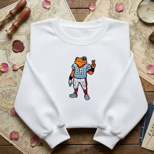 El Coquí Concho for Be.nito B Embroidered Sweatshirt, Puerto Rico Hoodie Coquí Football Crewneck, PR Sports Fan Gift, Custom Embroidered Gift Breathable