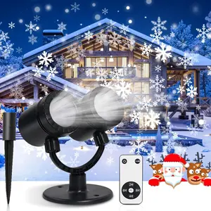 Christmas Projector Lights Outdoor, Waterproof Double Head Snowflake Led Lights, Landscape Decorative Lighting Projection Lamp for New Year, Birthday, Xmas Holiday, Wedding Indoor Garden Patio Wall