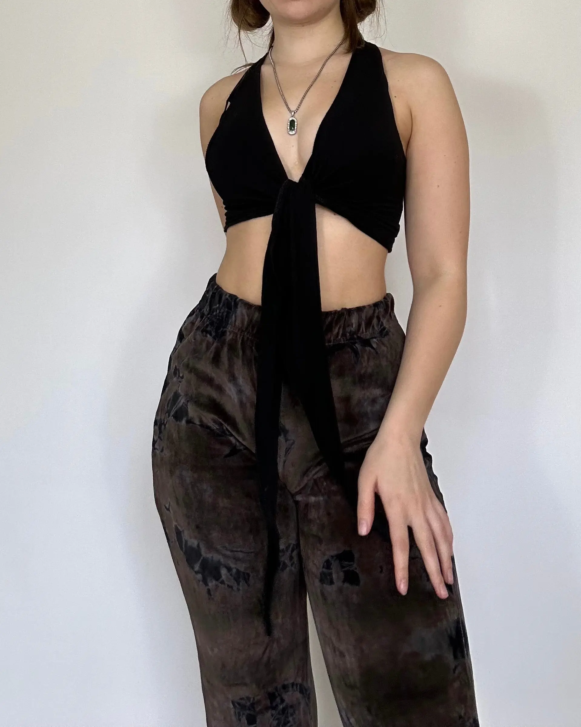 Black Yantra Top - Women's Sleeveless Tube Halter Neck Basic Vest - Spandex
