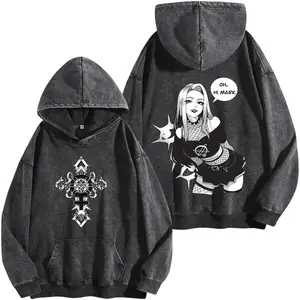 Atom Eve "Oh, Hi Mark "- Invincible Washed Hoodie , Back and Front Print, Superhero Fans | Invincible ss4 Comics T-Shirt, TV Show Comics Washed T-shirt invincible war graphic tee Menswear streetwear lover