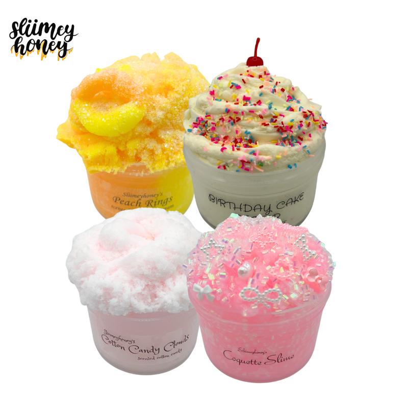 SLIIMEYHONEY: 4-Pack bestsellers Slime Bundle - Premium Scented Slimes, ASMR, Different Textures and Charms!