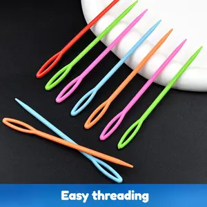 Random Color Plastic Sewing Needle, 50pcs/set Large Eye Sewing Needle, Handmade Embroidery Needle, DIY Sewing Supplies for Home Use, Needle Crafts Kit
