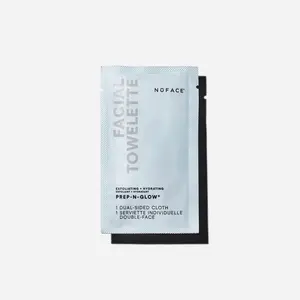 NUFACE Prep-N-Glow Facial Towelettes - 2-in-1 Exfoliating + Cleansing Makeup Remover Wipes, Hyaluronic Acid Travel Face Wipes to Hydrate & Brighten for Glowing Skin - Individually Wrapped Cloths