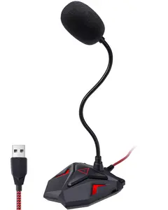 JAMELO USB Computer Microphone, 360°Adjustable Gooseneck Design, Desktop Condenser PC Mic, Mute Button with LED Indicator, Plug & Play Compatible with Windows/Mac, Ideal for YouTube, Recording, Game