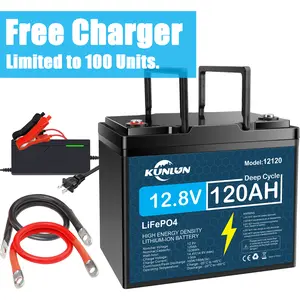 KUNLUN 12V 120Ah LiFePO4 Extended Capacity Lithium Battery - 12.8V 1536Wh, Built-in 100A Smart BMS Protection, 5000+ Deep Cycles, Long Lasting Replacement Battery for Off-Grid Solar, Camping, RVs, Extended Capacity Battery