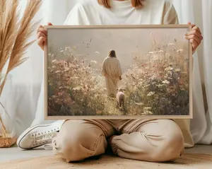 Jesus Leaves the 99 Christian wall art Printable, The Lost Sheep art, Jesus Good Shepherd, Faith art, Bible verse