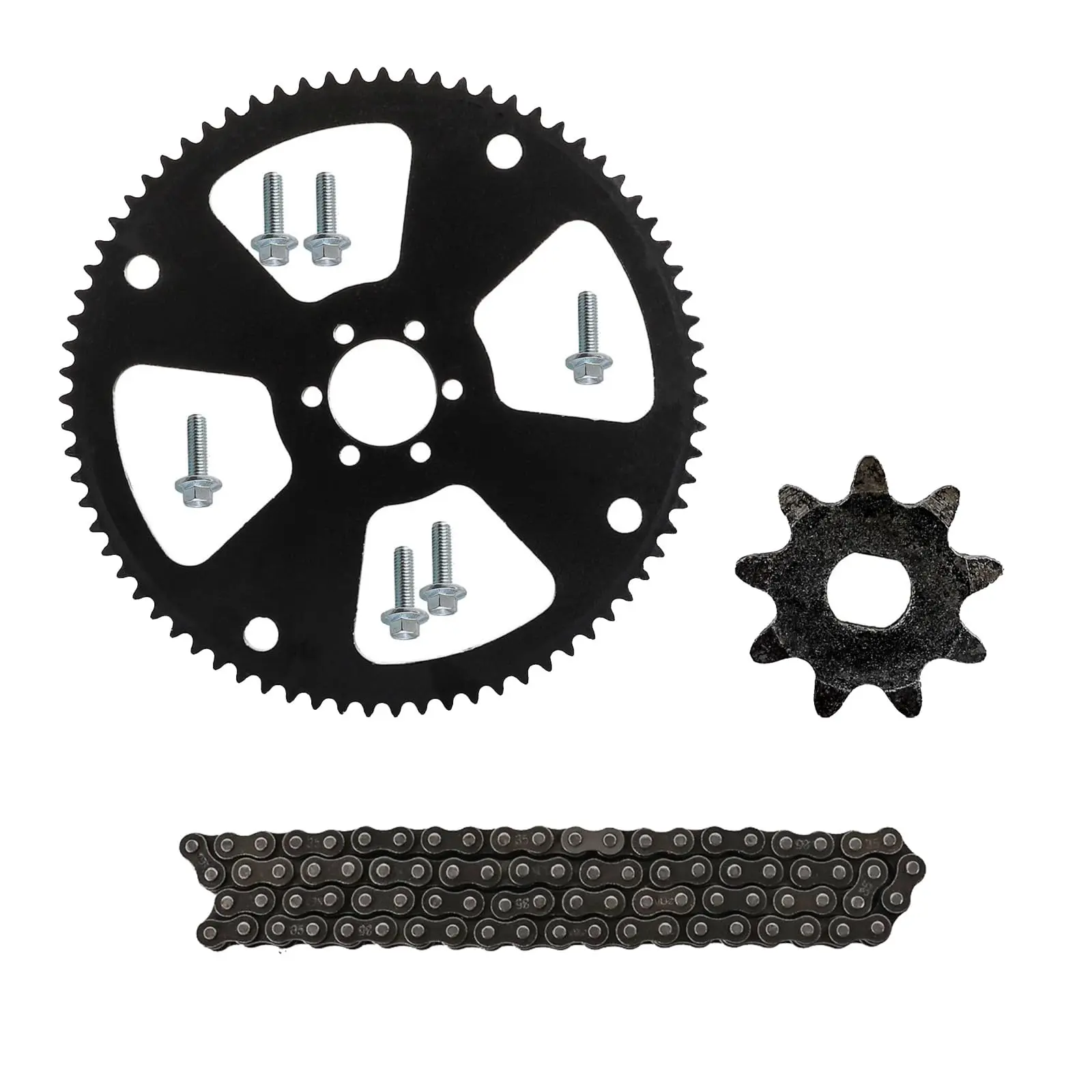 #35 75T Rear Sprocket + 116 Links Chain For Go Kart Karting ATV UTV Drift Trike Golf Cart Quad Buggy Dune Moped Lawn Mower Four Wheeler Tricycle Offroad Motorcycle Taotao
