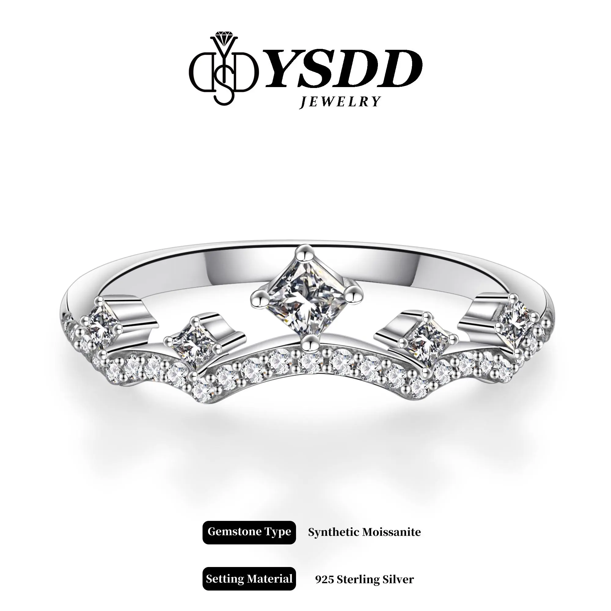 【#276 Princess】Princess Cut Synthetic Moissanite Wedding Ring Enhancer in 925 Sterling Silver