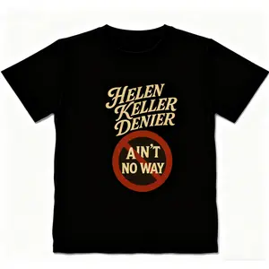 Cream Helen Keller Denier Text and Red Ain't No Way Prohibition Symbol Graphic teeTshirt y2k cotton fashion Streetwear Comfort Shortsleeve Casual gift