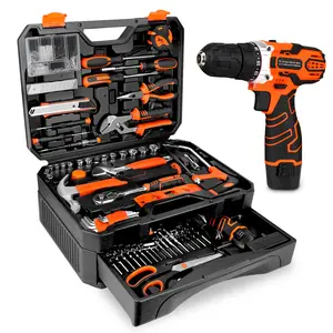 255-Piece Tool Set - Tool Kit with 12V Cordless Drill Driver, Toolbox Storage Case with Drawer, General Household Drill Set for DIY Projects, Home Repairs, Handyman