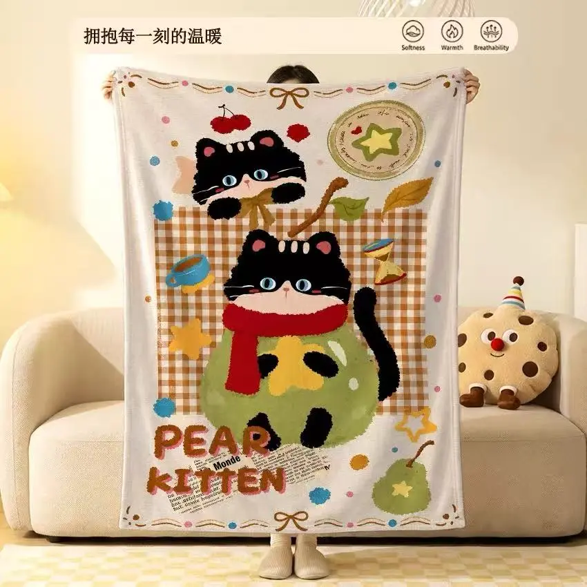 Cute Penguin Flannel Blanket, Wearable Shawl for Office Napping, Thick Warm Throw Blanket for Bedroom Daily Leisure