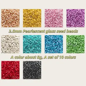 3000 Beads Per Pack, 5g Per Small Bag, Total 50g, 10 Colors, 2.5mm Diameter, Glass Seed Beads for DIY Jewelry Making