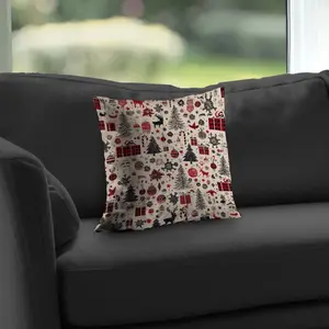 360 Stand Decorative 14x14 in. Poly Twill Cushion Insert, Christmas Gift Pattern White Poly Twill Throw Pillow for Holiday Cheer Home Decor, Decorating Apartment