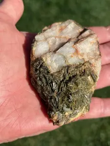 Epidote on Quartz Specimen from San Diego area
