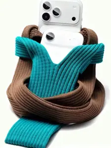 Short iPhone Woven Phone Storage Bag, Durable Fabric Design, Perfect for Daily Use & Travel Essentials, Compact Size Fits Any Pocket