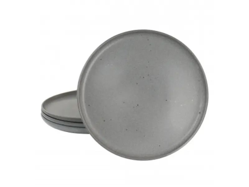 Our Table 133170.04 Landon Minimalist Round Salad Plates - 4-Piece Dish Set, 8.4 in., Dishwasher Safe, Reactive Glaze, Stoneware Body