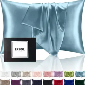 INSSL Silk Pillowcase for Women, Mulberry Silk Pillowcase for Hair and Skin Soft Breathable Smooth Natural Silk Pillowcase with Zipper Beauty Sleep 1 pc