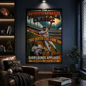 Classic Old School Baseball Fan Nostalgia Artwork - Premium Quality Fabric Canvas Wall Art, Cool Creative Birthday & Father's Day Gifts for Besties, Men & Dad