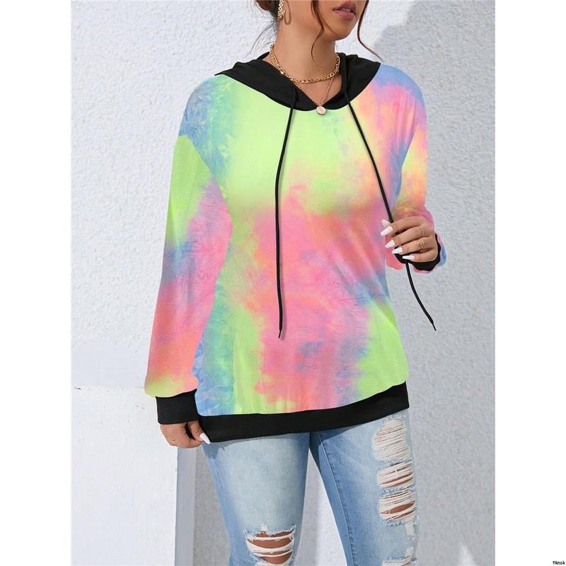 Sleeve Long Patchwork Plain Plus tiktok LUNE Size Color Casual Hoodie