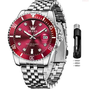 OLEVS Watch OLEVS Watch for Men Stainless Steel Business Dress Diamond Large Dial Waterproof Mens Watches with Date Wrist Watch