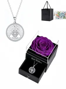 Celtic Tree of Life Unique necklace crafted with witch knot and Celtic tree of life pendant, trendy and versatile. Comes with purple preserved rose gift box. Ideal gifts for birthdays, Mother's Day and Valentine's Day.