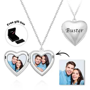 Custom Photo Engraved Necklace Jewelry Heart Shaped Locket Necklace Trends 2024 Creative Best Gift for Her