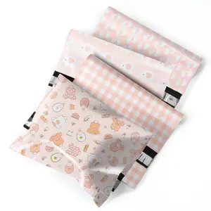40 Pcs Baby Shower Pe Mailer Bags, Elephant Footprint Grid Print, Girl Gender Reveal Self-Seal Envelopes, Shipping & Packaging, 10x13 Inches