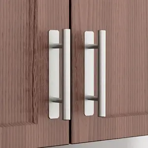 4 Pack Self-Adhesive Sliding Closet Door Handles Instant Self-Stick Cabinet Drawer Handles, Stick-On Kitchen Cabinet Pulls Furniture Handles- 5 Inch, No-Drill,Brushed Stainless Steel