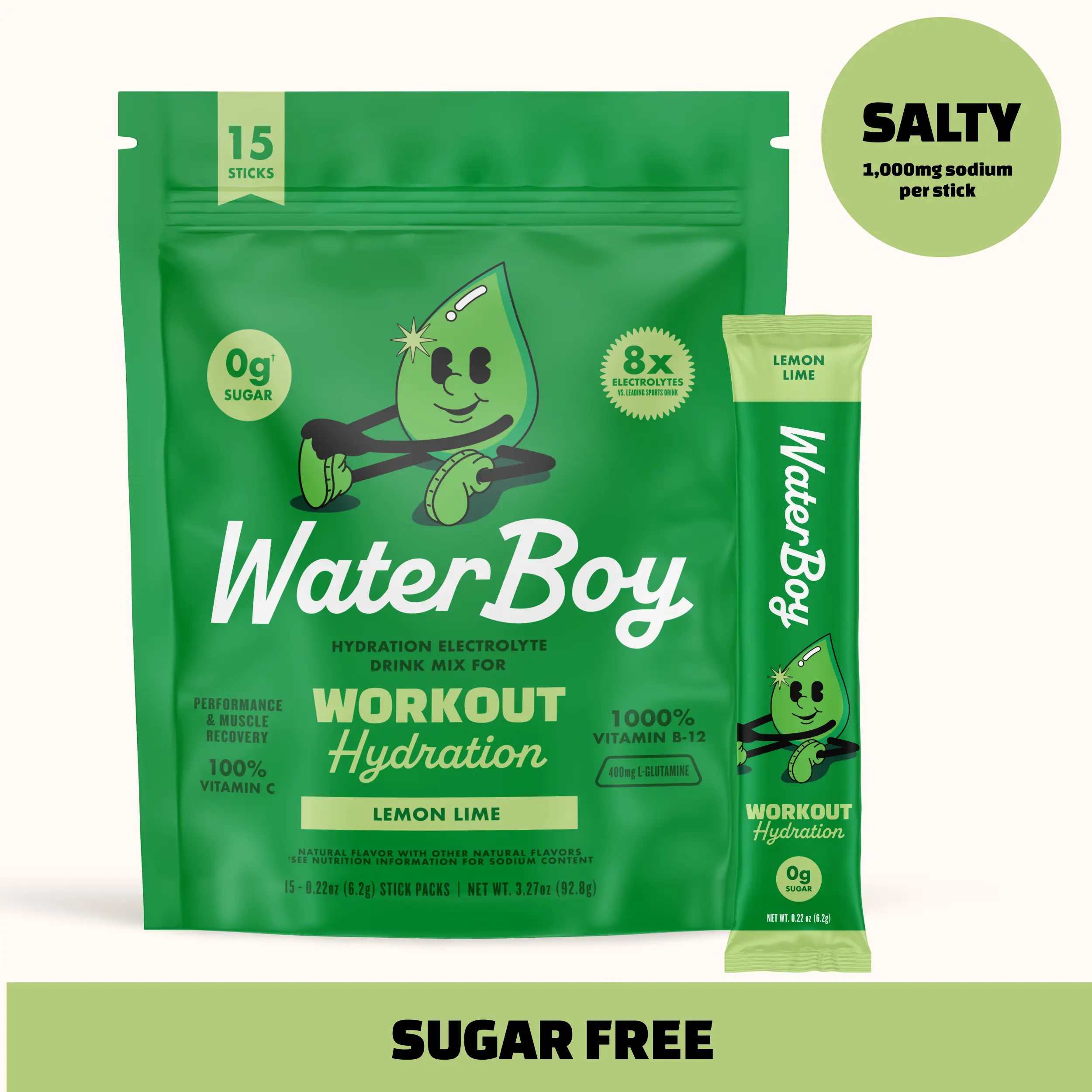 Waterboy Workout Hydration | 8x Electrolytes & Sugar Free | Plus L-Glutamine and...
