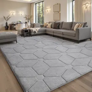 FAMVAL Decorative Diamond Jacquard Area Rug, Super Soft Fluffy Non-Slip Rug for Bedroom Living Room Home Decor