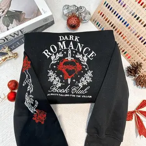 Dark Romance Book Club Embroidered Sweatshirt, Trendy Literature shirt, Book Lover, Romance Reader Sweater Cotton Womenswear