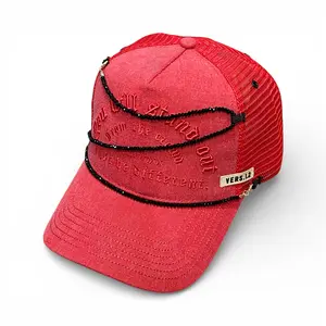 JERGHATS Just Be Different Red Dusk JBD V1.2 Unisex Cap with Washed Fabric Shiny Cord & Rhinestone Details