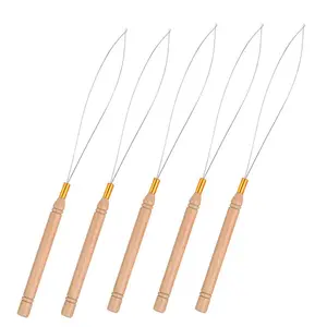 5 count Hair Extension Loop  Threader,  Link Bead Tools, Wire Pulling Hook Tool for  Link Rings Beads and Hair or  Extensions