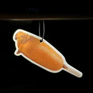 Cartoon Hot Dog Design Car Air Freshener Ornament, Car Rear-view Mirror Hanging Aromatherapy Tablet Decoration, Car Interior Decoration Accessories, Car Interior Diffusers