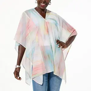MarlaWynne WynneLayers Printed Chiffon Convertible Poncho