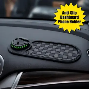 2-in-1 Dual-Use Car Dashboard Phone Holder - Anti-Slip Mat, Parking Number Display, Tool-Free Installation, Heat Resistant Mat, Car Accessory for Camping & Hiking Trips,summervibes