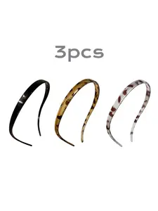 3-Pack Women's Non-Slip U-Shape Travel Hair Bands,Glasses Headband，Leopard Pattern, Elegant Design, Suitable for Daily Use, Retro Style Face Washing Hairbands