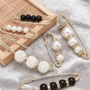 16 Counts Pearl Brooch Pins, Women's Clothing Pin Set, No Sewing Sweater Shawl Safety Pins Cardigan Collar Faux Pearl Dresses Decoration Pant Tightener, Mixed Style Assortment