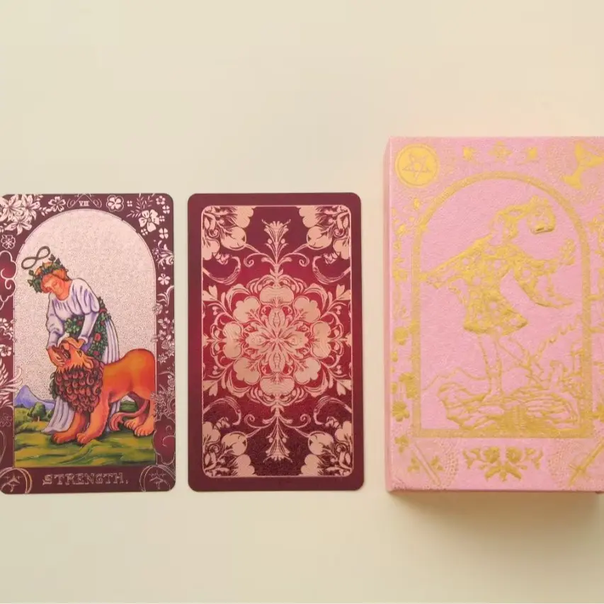 SDIK&SSIK Pink Holographic Tarot Deck Gold Foil Color Shifting SDIK&SSIK Pink Holographic Tarot Deck Gold Foil Color Shifting