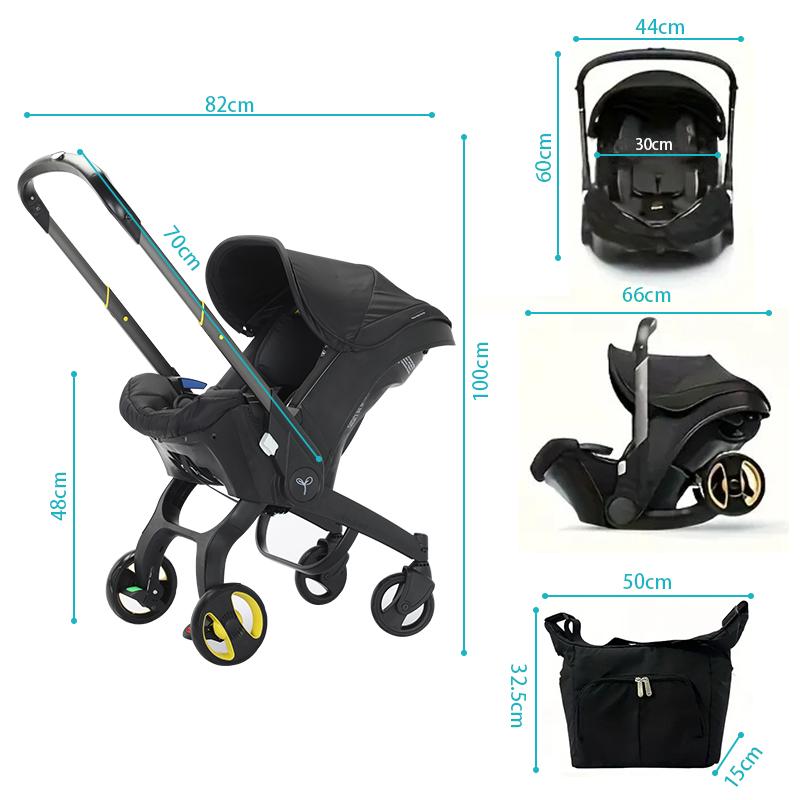 Baby Stroller with Free Bag ,Newborn Stroller,Foldable Stroller Legs,Equipped with Chest Clip,One-Click Contraction Function,Alloy Metal Material,4-wheel Travel Toddler Stroller