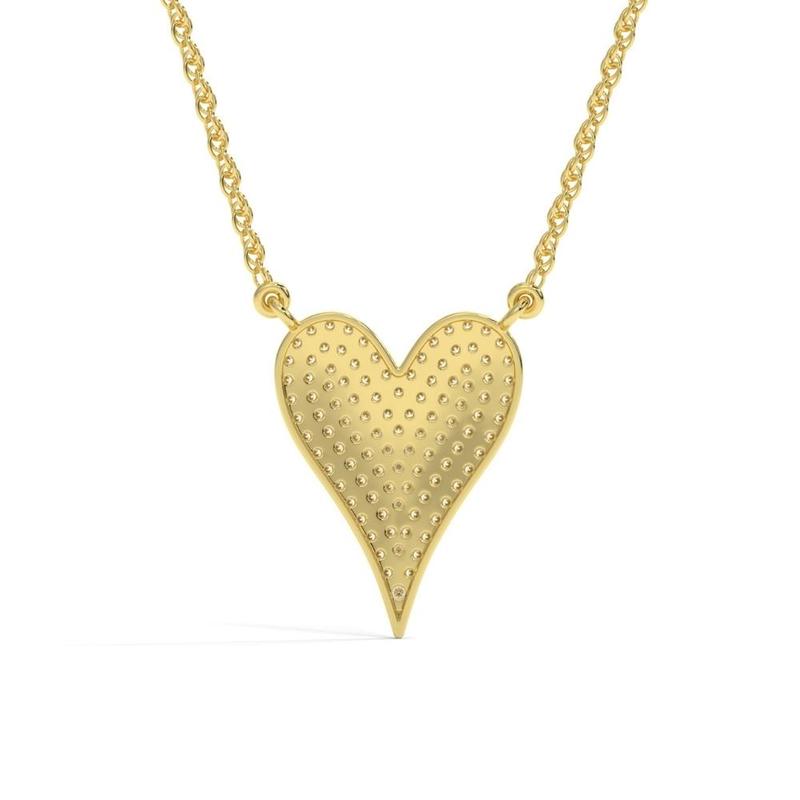 1Ct Heart shape Natural Diamond Pave Pendant in White or Yellow Gold Necklace